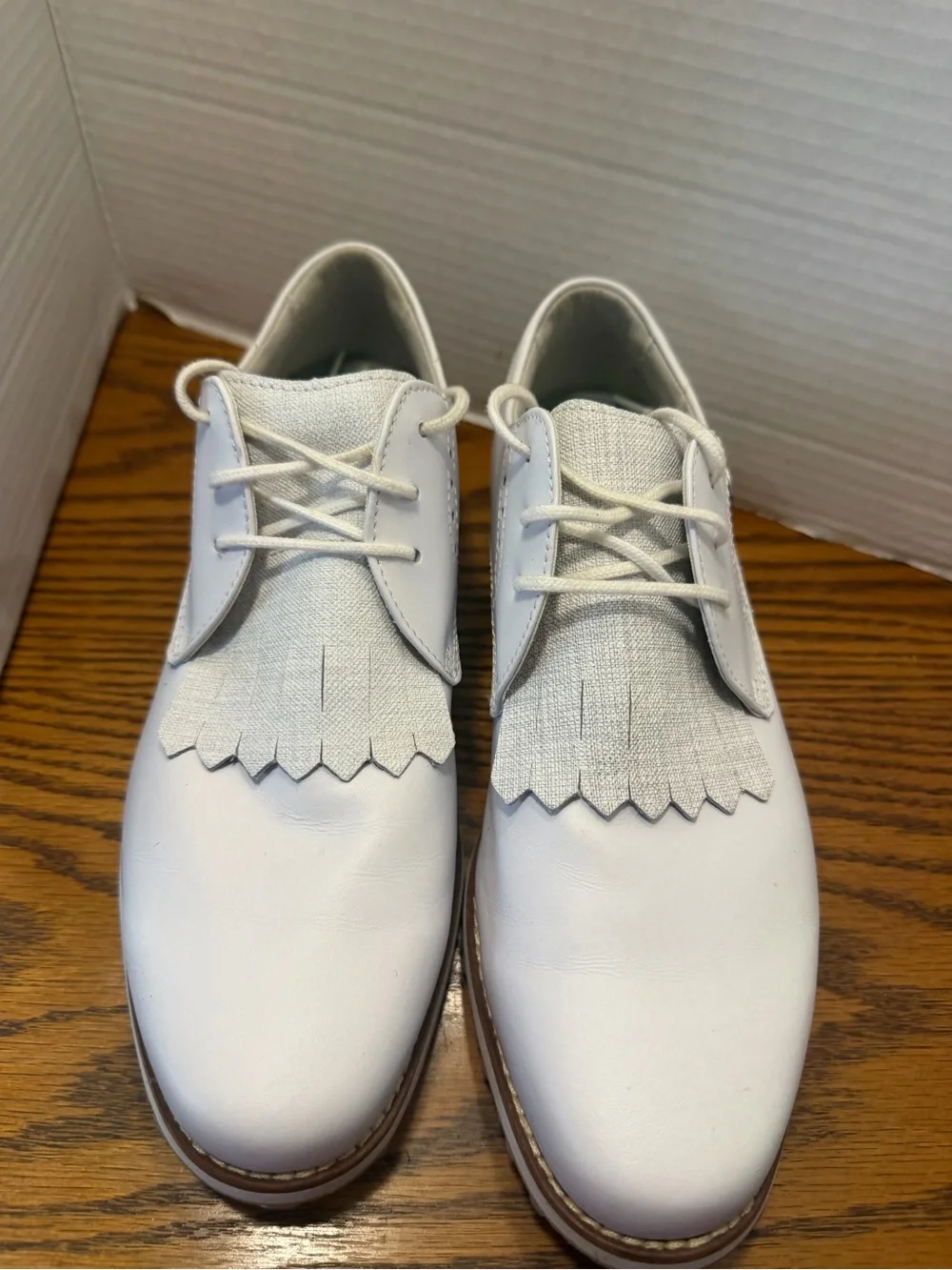 Footjoy golf shoes woman’s classic White Lace-Up Oxford Shoe with Fringe Kiltie - Picture 11 of 13